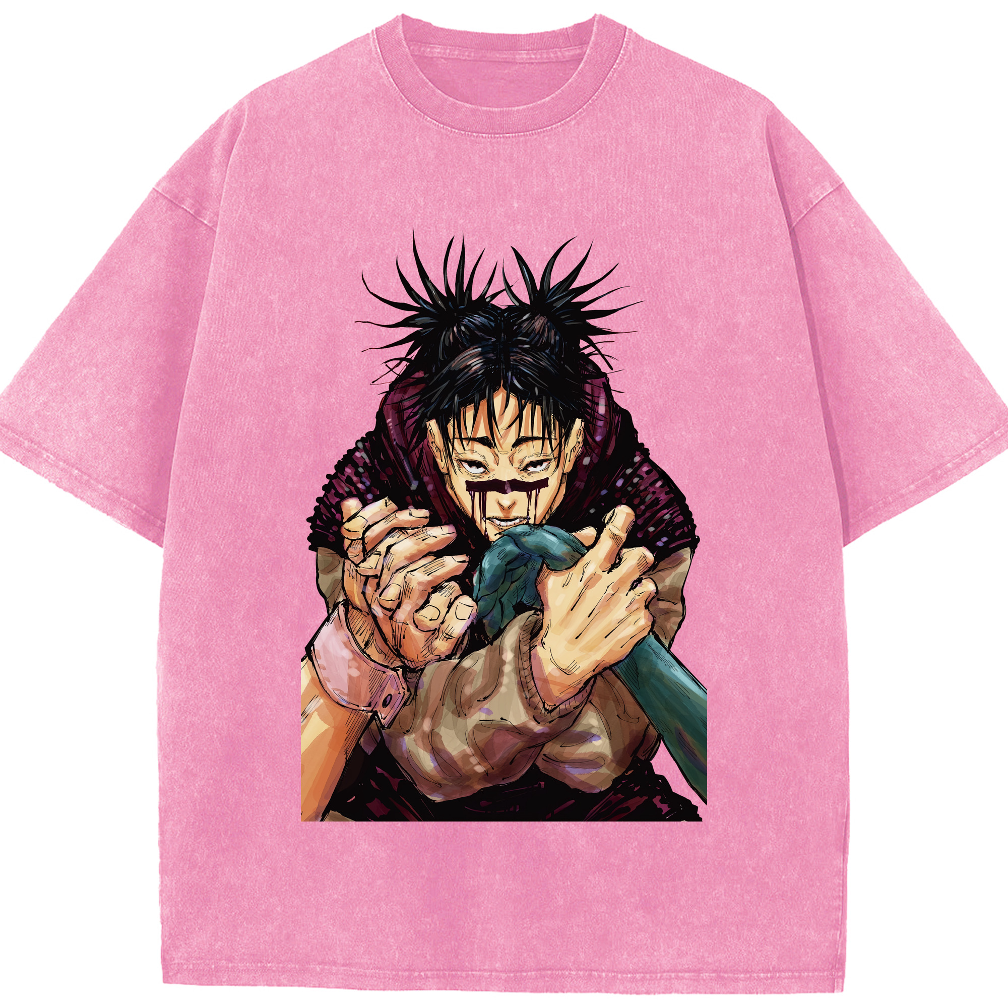 （画像用） 呪術廻戦 Jujutsu Kaisen 綿100% ヴィンテージ風 半袖Tシャツ（フロントプリント）